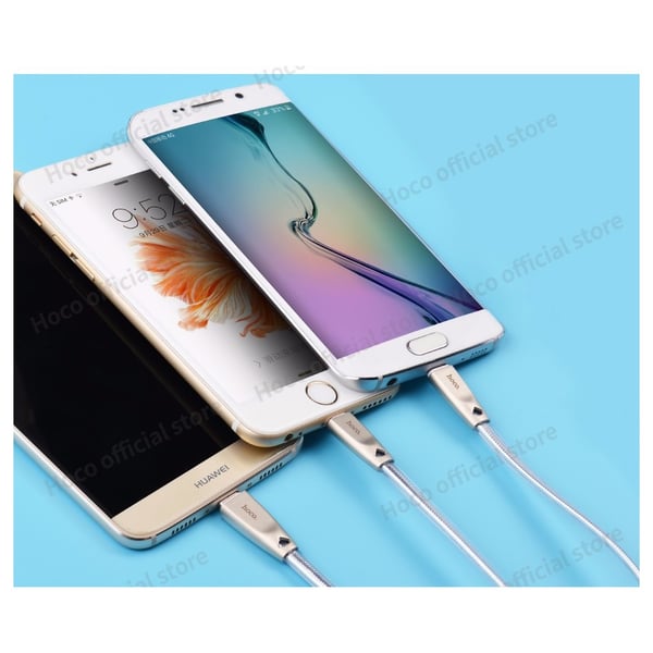 Hoco U9 3in1 Zinc Alloy Jelly Knitted Charging Cable 1.5m Silver