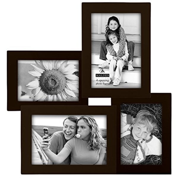 Malden International Designs Concept Espresso Wood Collage Picture Frame, 4 Option, 2-3X5 & 2-4X6, Brown