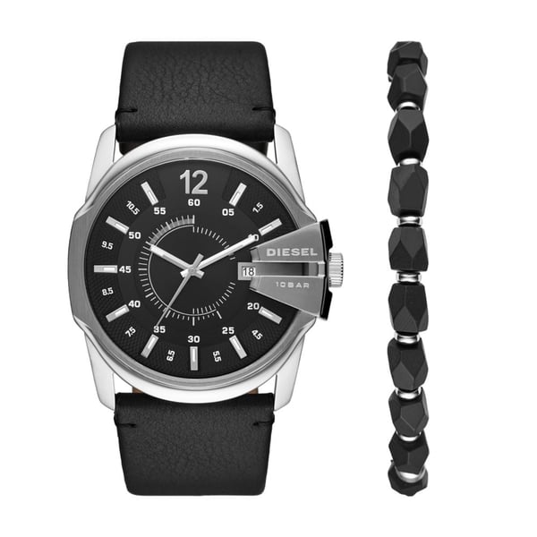 Diesel Master Chief Black Leather Men Watch DZ1907