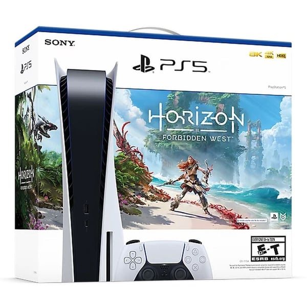 Sony PS5 Gaming Console 825GB White + Horizon Forbidden West Bundle