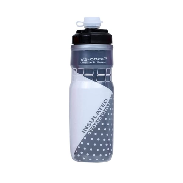V2-cool Storm Insulated Water Bottle For Cycle Cage Fit With Free Silicon Mudcap 620 Ml/21 Oz, Black