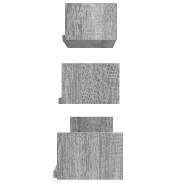 vidaXL Wall Display Shelves 3 pcs Grey Sonoma Engineered Wood