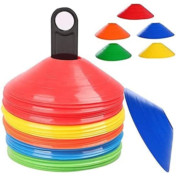 ULTIMAX 50 Agility Training Sports Cones, Soccer Cones with Holder for Soccer Training, Training Soccer Cones, Agility and Speed Training, Sport Marker Disc (Multicolor)