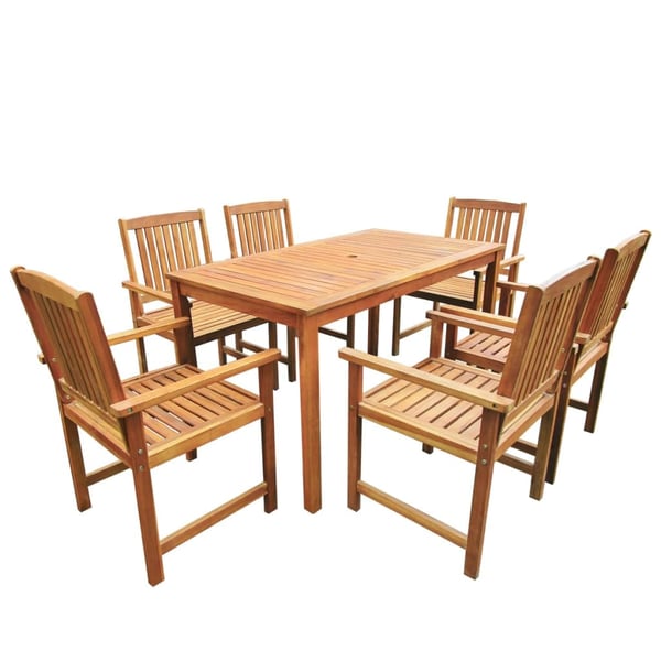 vidaXL 7 Piece Outdoor Dining Set Solid Acacia Wood vidaXL 7 Piece Outdoor Dining Set Solid Acacia Wood
