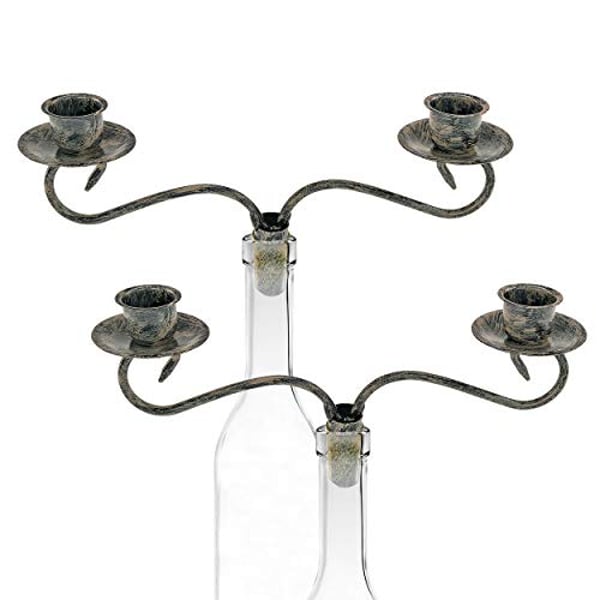 Southern Homewares Candelabra 2 Candle Wine Bottle Topper, Set Of 2