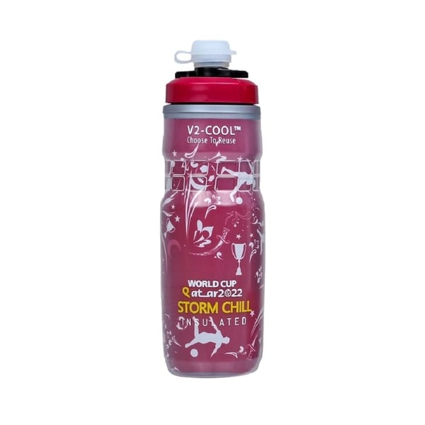 V2-cool Storm Insulated Water Bottle For Cycle Cage Fit With Free Silicon Mudcap 620 Ml/21 Oz, World Cup Qatar 2