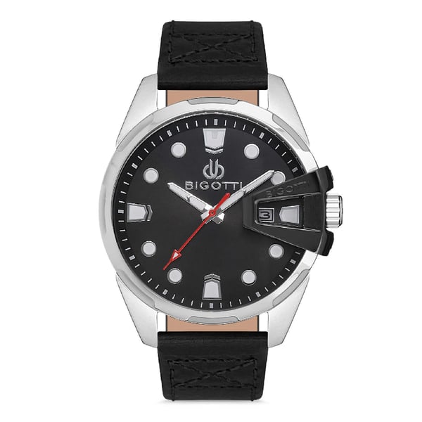 Bigotti Mens Time And Date Leather Strap Watch - Bg.1.10101-1 Bigotti Mens Time And Date Leather Strap Watch - Bg.1.10101-1
