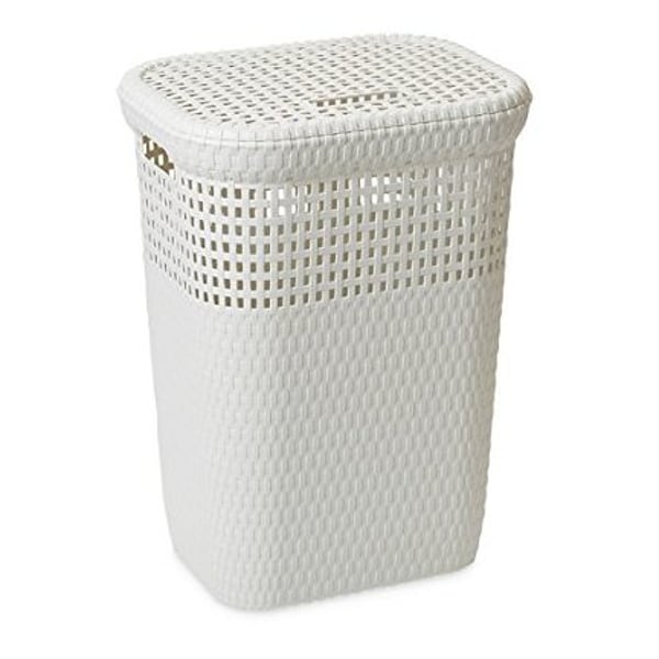 Dea Home Rattan Laundry Basket With Lid White 60 liter