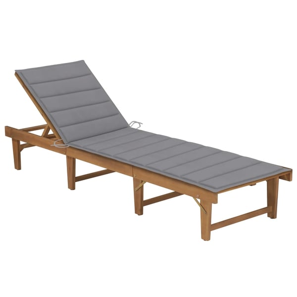 vidaXL Folding Sun Lounger with Cushion Solid Acacia Wood vidaXL Folding Sun Lounger with Cushion Solid Acacia Wood