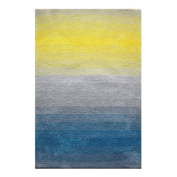Shaggy Modern Design Carpet Grey/Blue/Yellow