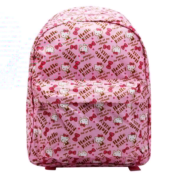 Hello Kitty Texture Zip Closure Backpack, School Bag, Pink