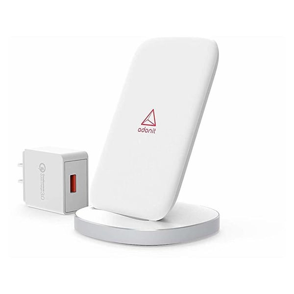 Adonit Wireless Charging Stand Fast Charge & QC4.0+UK Adapter - White Adonit Wireless Charging Stand Fast Charge & QC4.0+UK Adapter - White