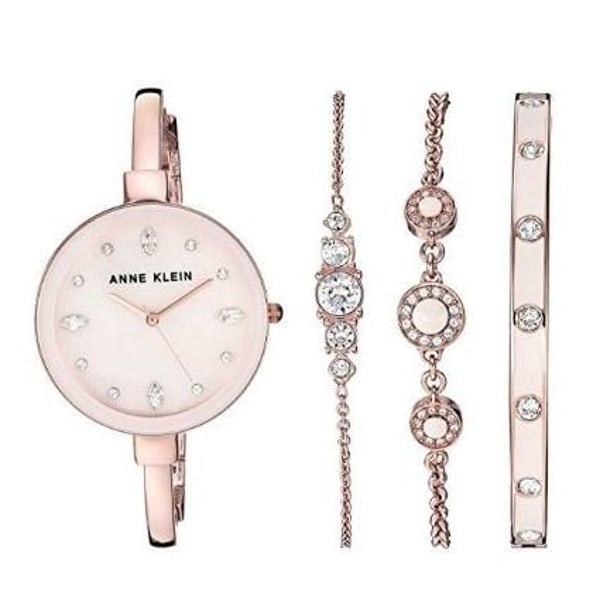 Anne Klein Rose Gold Metal Quartz Watch & Bracelet Women