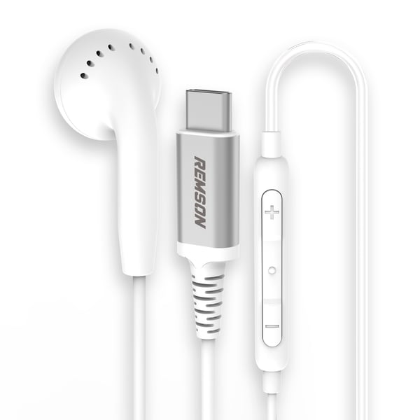 Remson Wired Mono Single USB-C Connector Headphone White Remson Wired Mono Single USB-C Connector Headphone White