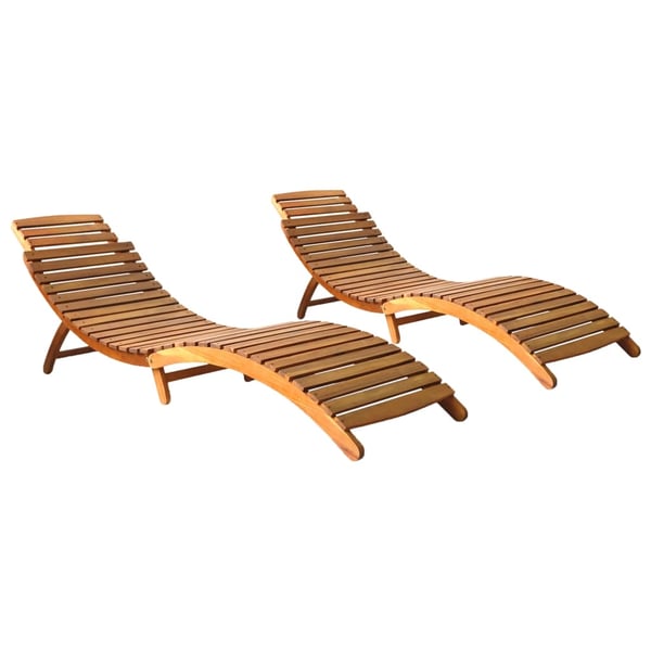 vidaXL Sun Loungers 2 pcs Solid Acacia Wood vidaXL Sun Loungers 2 pcs Solid Acacia Wood