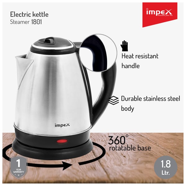 Impex Electric Kettle 1.8 Litres ER1801