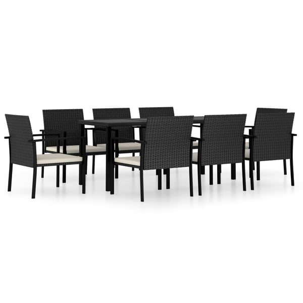 Vidaxl 9 Piece Garden Dining Set Poly Rattan Black