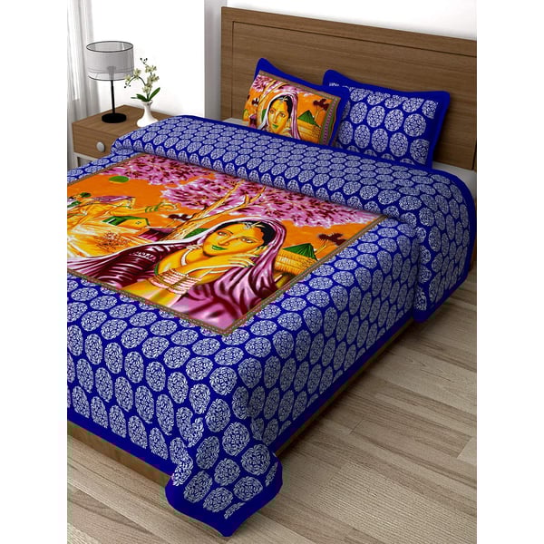 Buy StoryHome Flat Double Bedding Set, Paisley Blue, 225 x 250 cm
