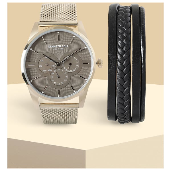 Kenneth Cole Gift Set Grey Stainless Steel Watch Men