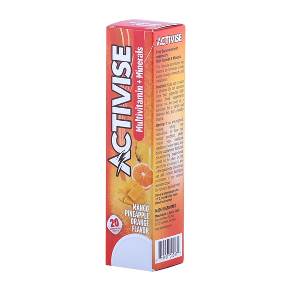 Activise Multivitamin And Minerals Effervescent Tablet Mango, Pineapple And Orange Flavour 20's