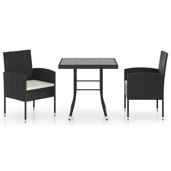 vidaXL 3 Piece Garden Dining Set Poly Rattan Black vidaXL 3 Piece Garden Dining Set Poly Rattan Black