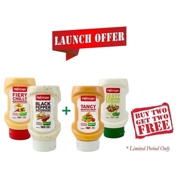 Herman 2+2 Flavoured Mayo 4X300ml Special Offer Herman 2+2 Flavoured Mayo 4X300ml Special Offer