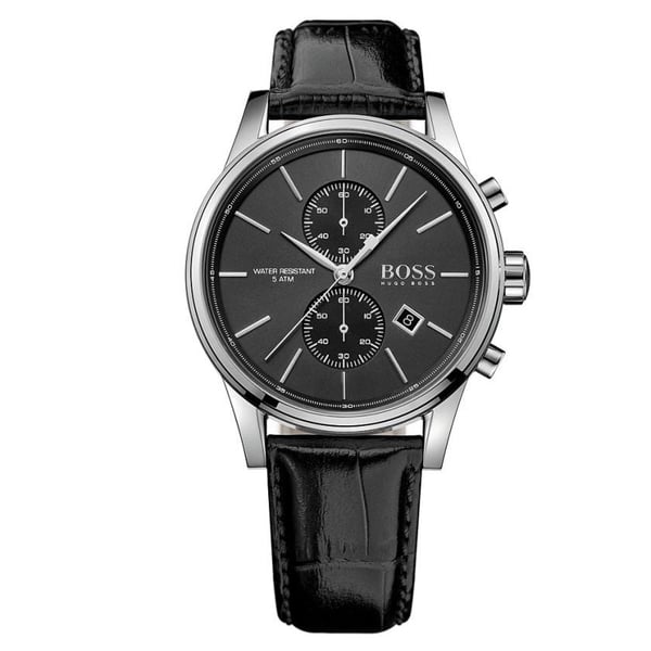 Hugo Boss 1513279 Jet Quartz Chronograph Black Leather Watch Men