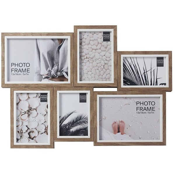 Contour Multi Aperture MDF Beige Collage Photo Frame