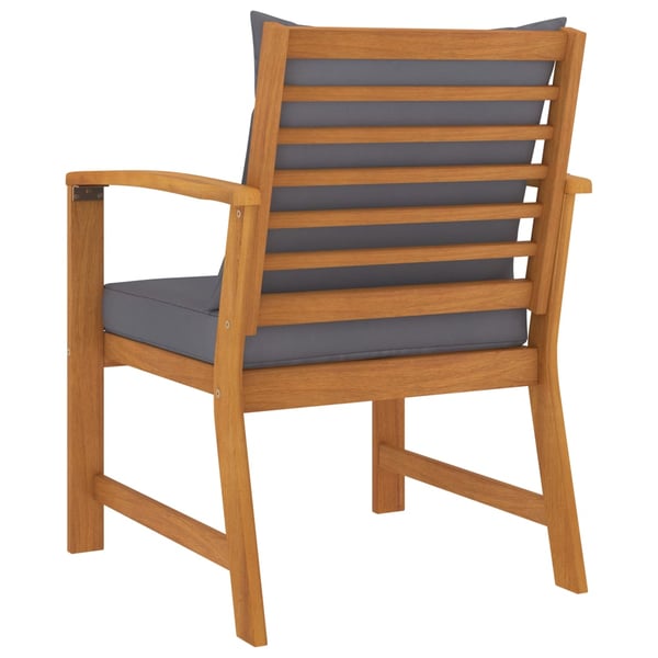 vidaXL Garden Chairs 2 pcs with Dark Grey Cushion Solid Acacia Wood