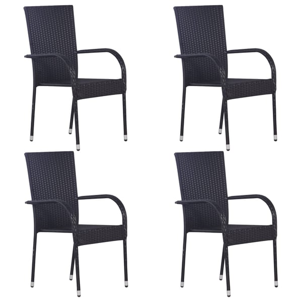 Vidaxl Stackable Outdoor Chairs 4 Pcs Poly Rattan Black