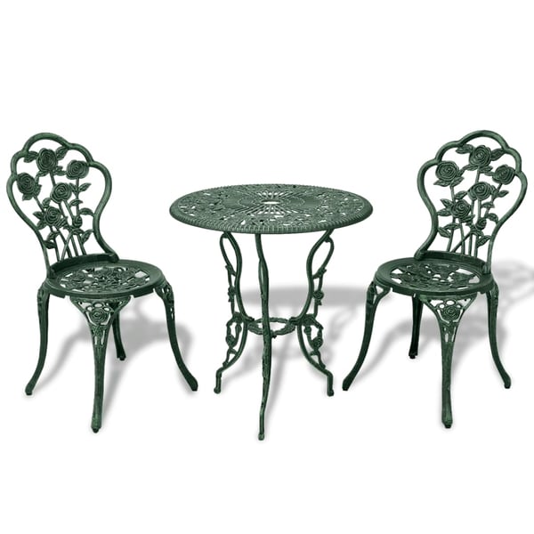 Vidaxl 3 Piece Bistro Set Cast Aluminium Green
