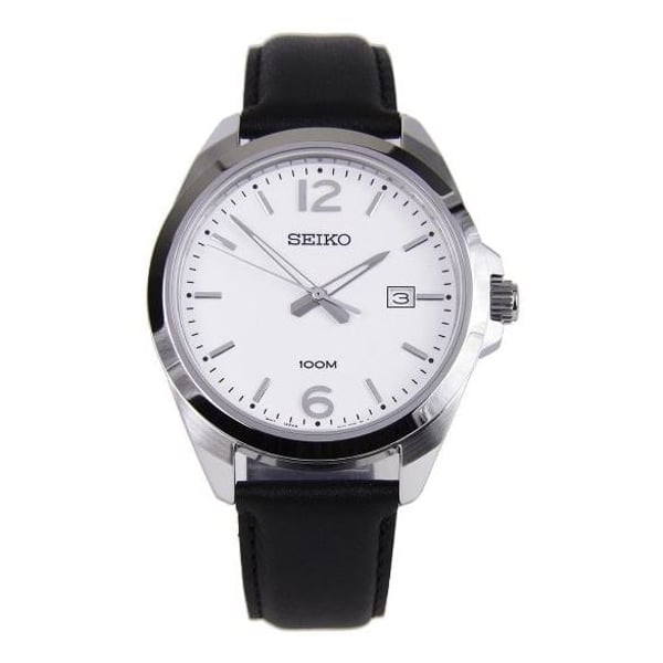 Seiko Classic Black Leather Analog Watch For Men SUR213P1