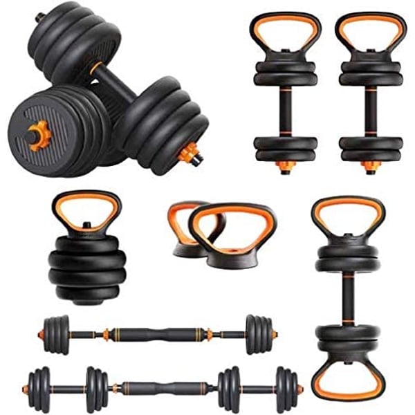 Adjustable Dumbbells Set Multifunctional Weights Dumbbell & Kettlebell & Barbell Set 20kg