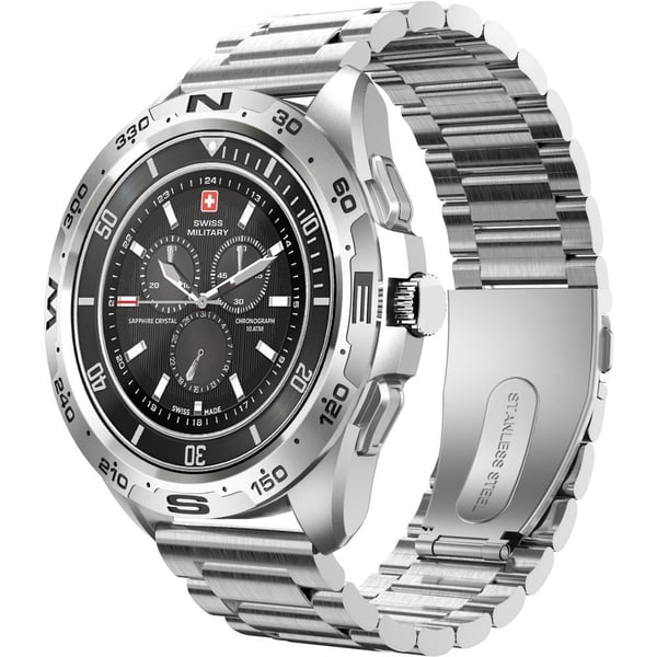 Swiss Military SM-WCH-DOM1-M-SIL Dom Smart Watch With Metal Strap Silver Swiss Military SM-WCH-DOM1-M-SIL Dom Smart Watch With Metal Strap Silver