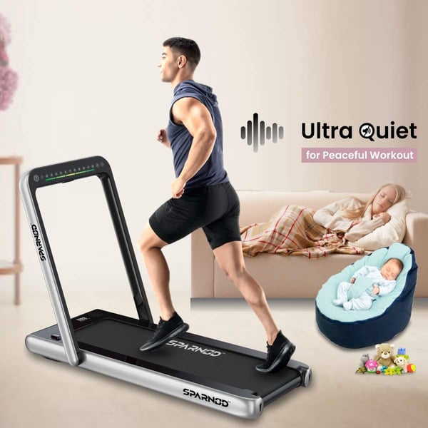 Sparnod Fitness 2 in 1 Foldable Treadmill For Home Cum Under Desk Walking Pad (4 HP Peak) STH-3000 Sparnod Fitness 2 in 1 Foldable Treadmill For Home Cum Under Desk Walking Pad (4 HP Peak) STH-3000