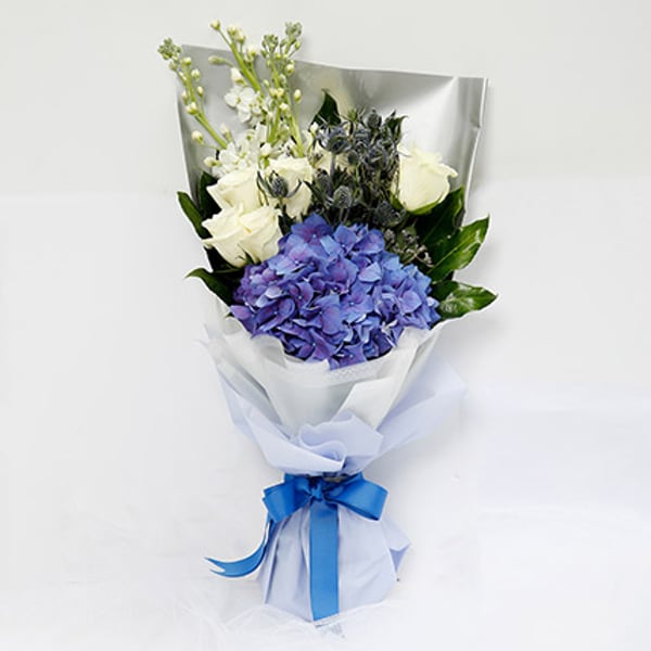 Elegant Bouquet Of Blues & Whites