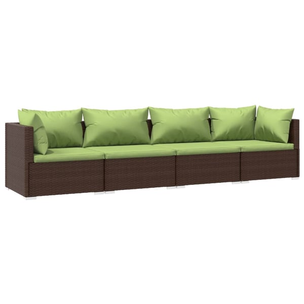 vidaXL 4 Piece Garden Lounge Set with Cushions Poly Rattan Brown vidaXL 4 Piece Garden Lounge Set with Cushions Poly Rattan Brown