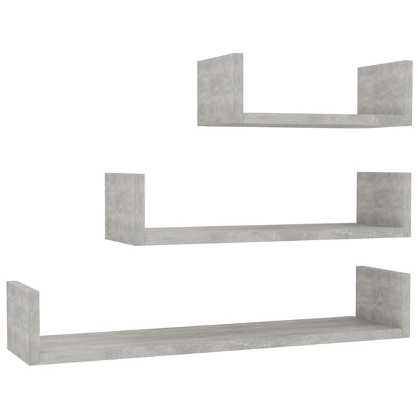 vidaXL Wall Display Shelf 3 pcs Concrete Grey Engineered Wood vidaXL Wall Display Shelf 3 pcs Concrete Grey Engineered Wood