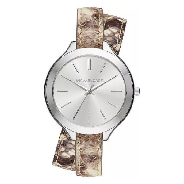 Michael Kors MK2467 Slim Runway Silver Dial Leather Ladies Watch