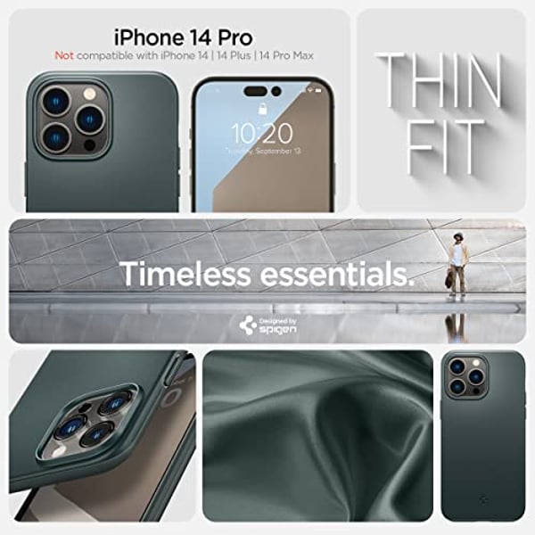 Spigen Thin Fit designed for iPhone 14 Pro case cover - Abyss Green