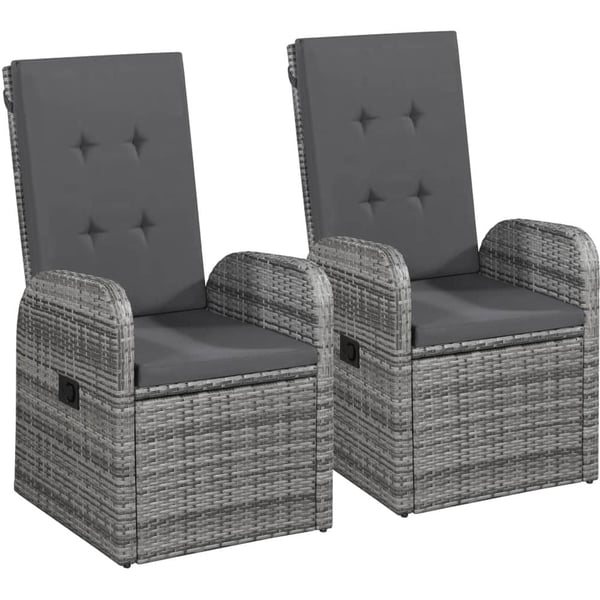 Vidaxl Reclining Garden Chairs 2 Pcs With Cushions Poly Rattan Grey Vidaxl Reclining Garden Chairs 2 Pcs With Cushions Poly Rattan Grey