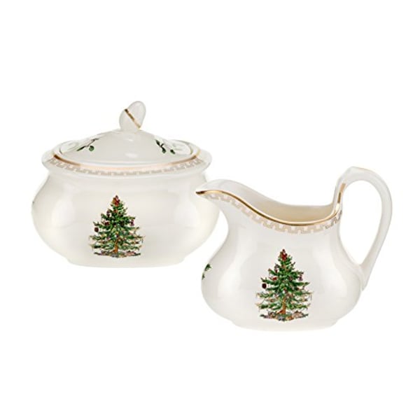 Spode Christmas Tree Gold Sugar Bowl & Creamer Set Spode Christmas Tree Gold Sugar Bowl & Creamer Set