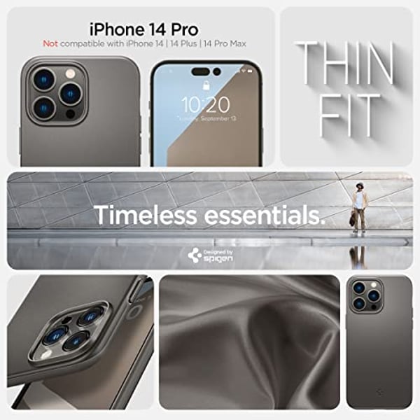Spigen Thin Fit designed for iPhone 14 Pro case cover - Gunmetal