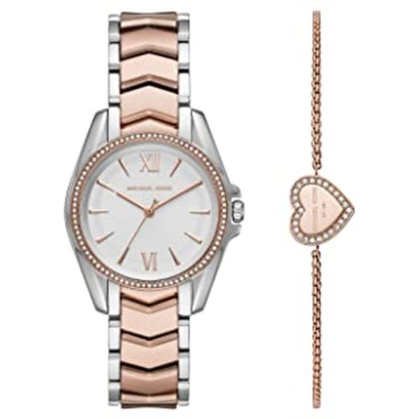 Michael Kors Whitney Two Tone Stainless Steel Analog Women Watch Set MK1023