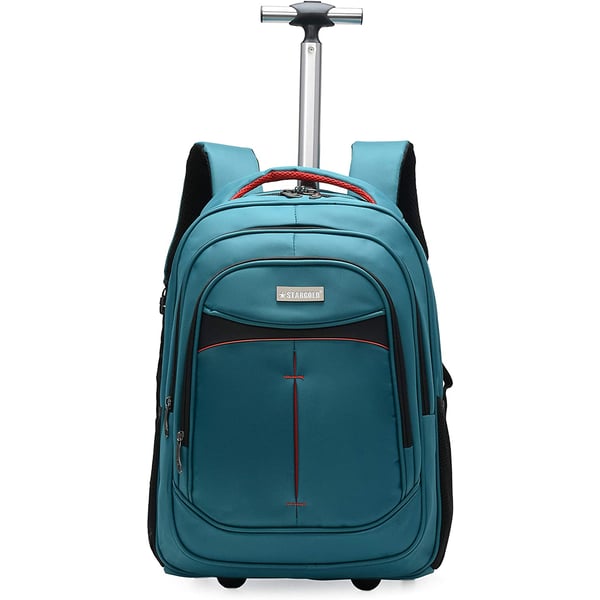 STARGOLD SG-T90 Unisex Water Resistant Rolling Trolley Backpack with Adjustable Strap for School, College, Office, Business and Travel, Lake Blue - 18 Inches