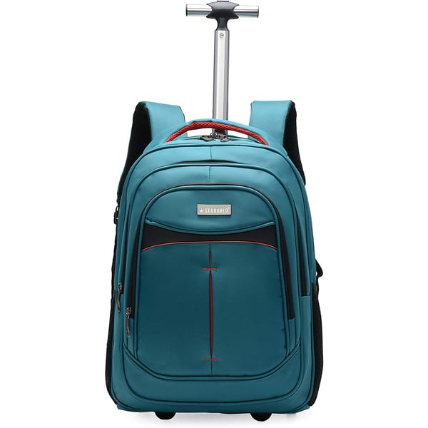 STARGOLD SG-T90 Unisex Water Resistant Rolling Trolley Backpack with Adjustable Strap for School, College, Office, Business and Travel, Lake Blue - 18 Inches STARGOLD SG-T90 Unisex Water Resistant Rolling Trolley Backpack with Adjustable Strap for School, College, Office, Business and Travel, Lake Blue - 18 Inches