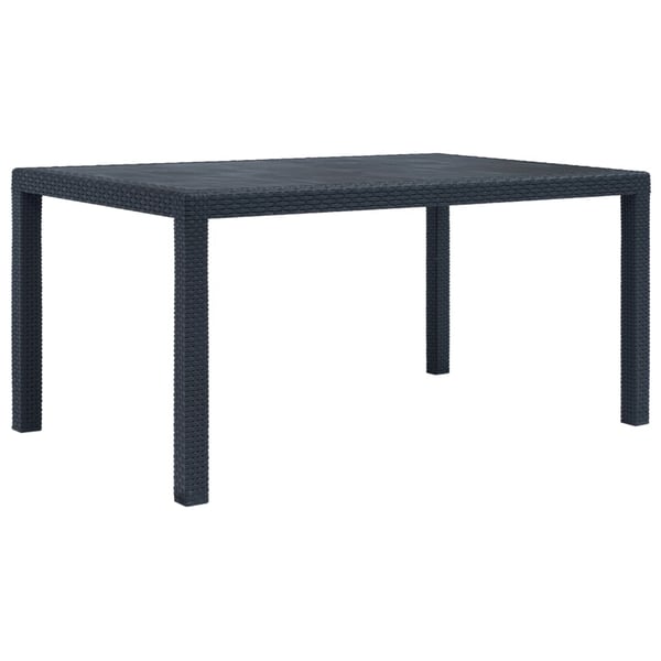 vidaXL Garden Table Anthracite 150x90x72 cm Plastic Rattan Look vidaXL Garden Table Anthracite 150x90x72 cm Plastic Rattan Look