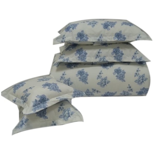 AIWA AI-816-9/180TC King Comforter Set 240x260cm Poly Cotton Print Blue/White AIWA AI-816-9/180TC King Comforter Set 240x260cm Poly Cotton Print Blue/White