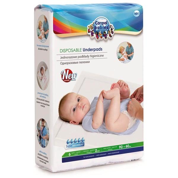 Canpol Babies Disposable Baby Underpads 10's 78/002 Canpol Babies Disposable Baby Underpads 10's 78/002