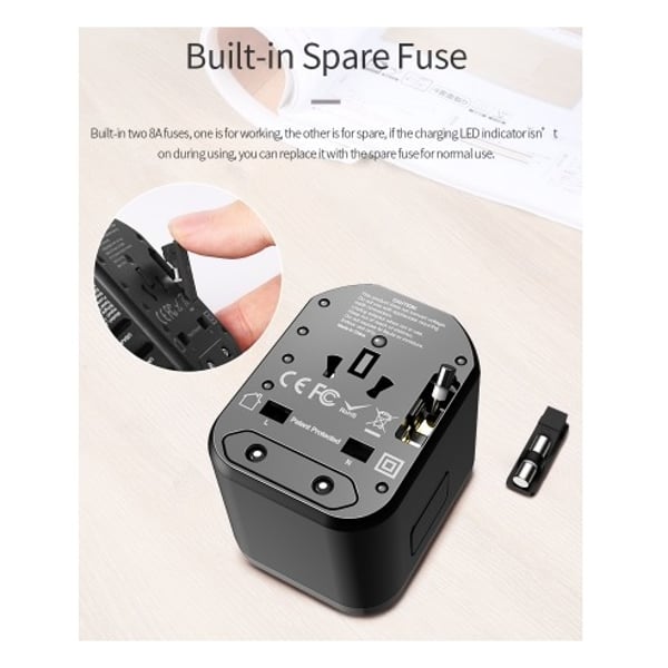 Rock BP-RCC Multi-Universal Travel Adapter + 3 in 1 Cable Black Rock BP-RCC Multi-Universal Travel Adapter + 3 in 1 Cable Black